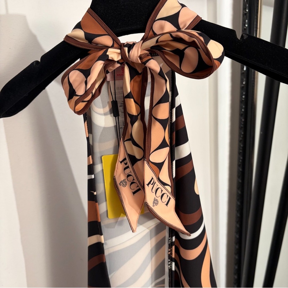 Emilio Pucci Brown, Black & Cream Swirl Halter Crop Top - Picture 5 of 8
